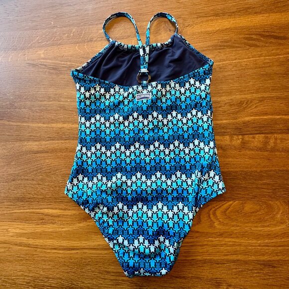 VILEBREQUIN Sea Turtles Swimsuit Girls 6 7 8 128cm NEW Blue Turtle Print NWT - Picture 2 of 11